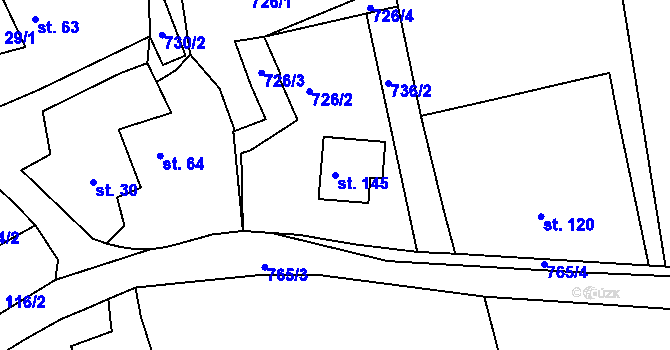 Parcela st. 145 v KÚ Havlovice u Domažlic, Katastrální mapa
