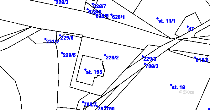 Parcela st. 229/2 v KÚ Havlovice u Domažlic, Katastrální mapa