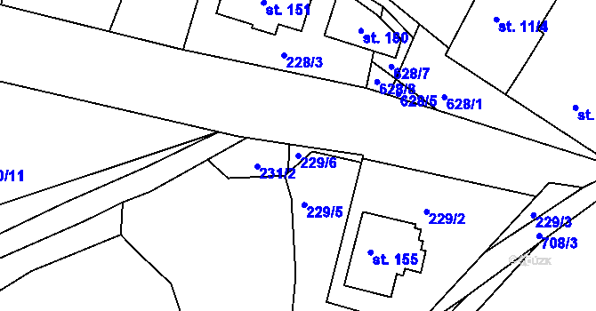 Parcela st. 229/6 v KÚ Havlovice u Domažlic, Katastrální mapa