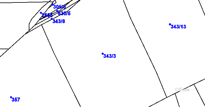 Parcela st. 343/3 v KÚ Havlovice u Domažlic, Katastrální mapa