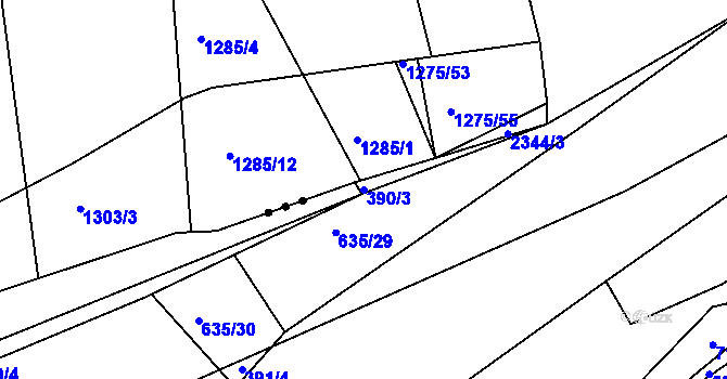 Parcela st. 390/3 v KÚ Havlovice u Domažlic, Katastrální mapa