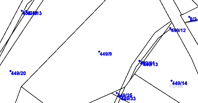 Parcela st. 449/9 v KÚ Havlovice u Domažlic, Katastrální mapa
