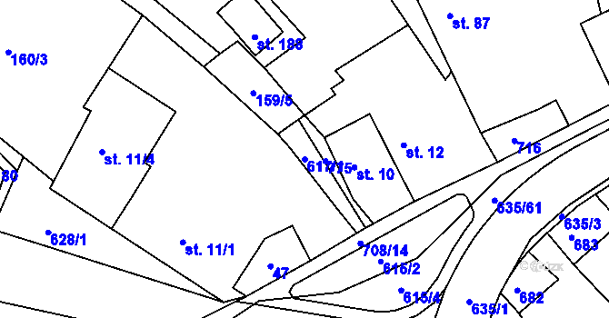 Parcela st. 617/1 v KÚ Havlovice u Domažlic, Katastrální mapa