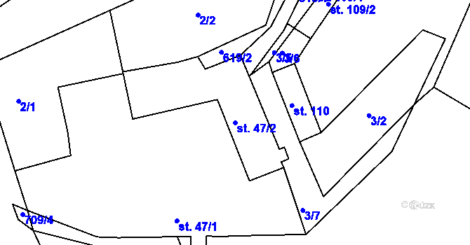 Parcela st. 47/2 v KÚ Havlovice u Domažlic, Katastrální mapa