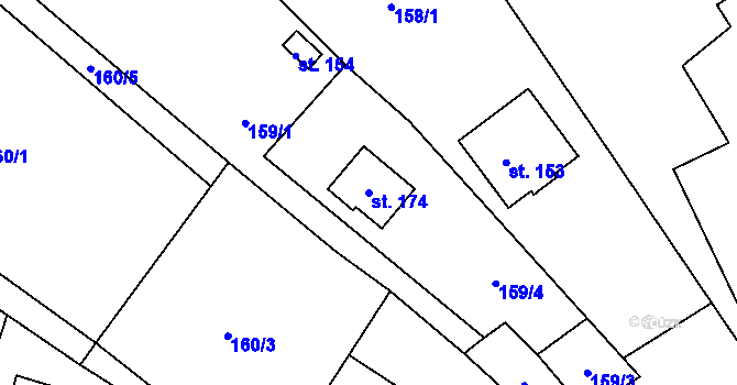 Parcela st. 174 v KÚ Havlovice u Domažlic, Katastrální mapa
