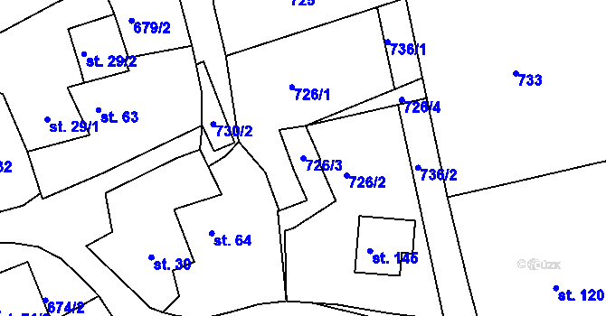 Parcela st. 726/3 v KÚ Havlovice u Domažlic, Katastrální mapa