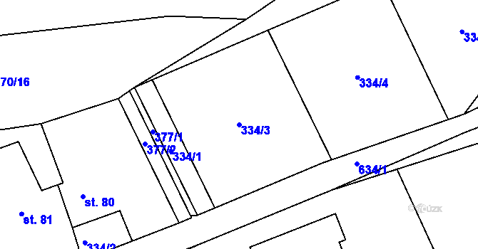 Parcela st. 334/3 v KÚ Havlovice u Domažlic, Katastrální mapa