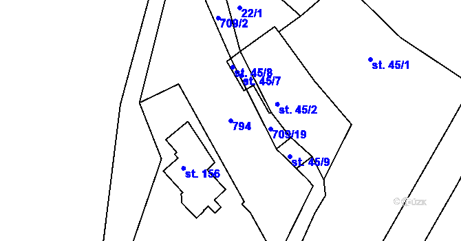 Parcela st. 794 v KÚ Havlovice u Domažlic, Katastrální mapa
