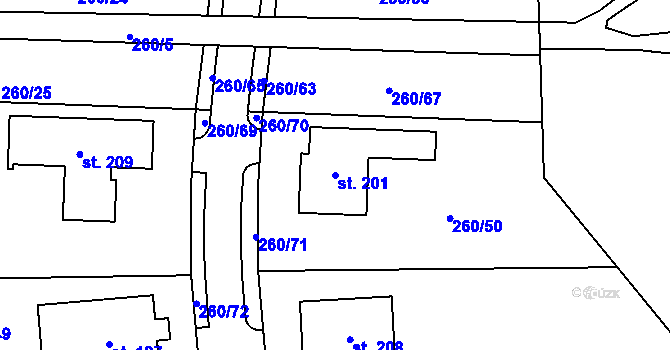Parcela st. 201 v KÚ Havlovice u Domažlic, Katastrální mapa