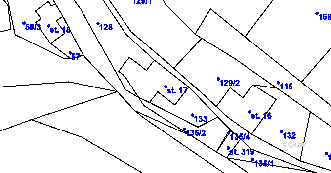 Parcela st. 17 v KÚ Havlovice, Katastrální mapa