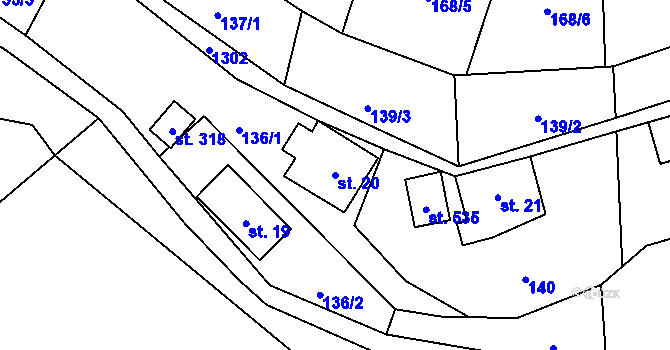 Parcela st. 20 v KÚ Havlovice, Katastrální mapa