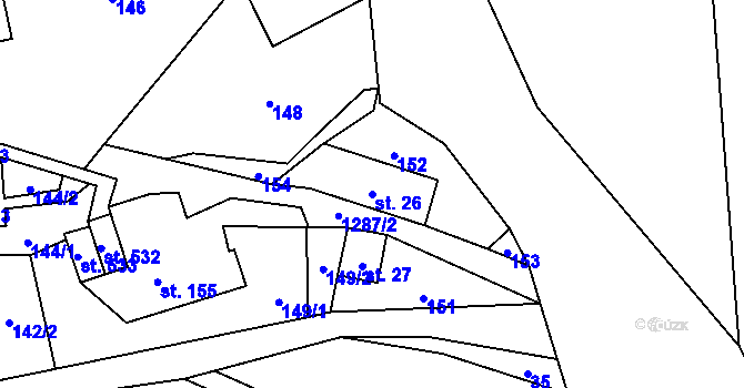 Parcela st. 26 v KÚ Havlovice, Katastrální mapa