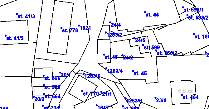 Parcela st. 46 v KÚ Havlovice, Katastrální mapa