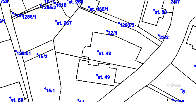 Parcela st. 48 v KÚ Havlovice, Katastrální mapa