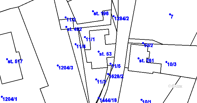 Parcela st. 53 v KÚ Havlovice, Katastrální mapa