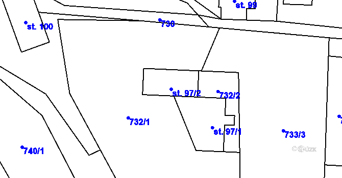 Parcela st. 97/2 v KÚ Havlovice, Katastrální mapa