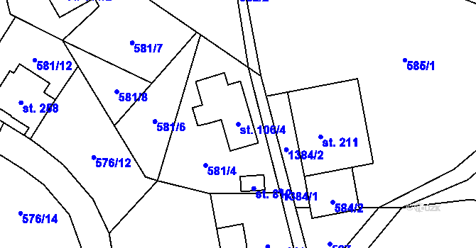 Parcela st. 106/4 v KÚ Havlovice, Katastrální mapa