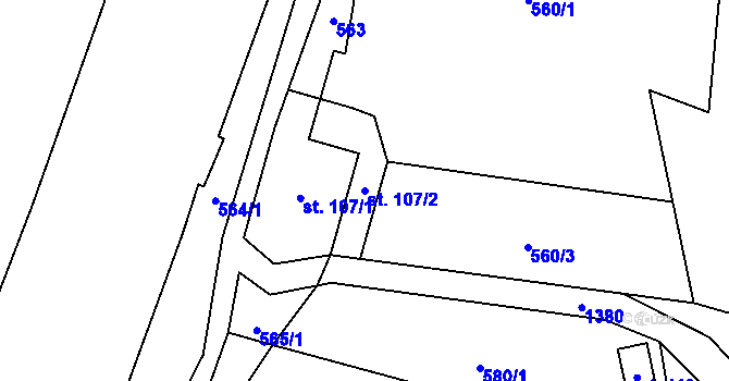 Parcela st. 107/2 v KÚ Havlovice, Katastrální mapa