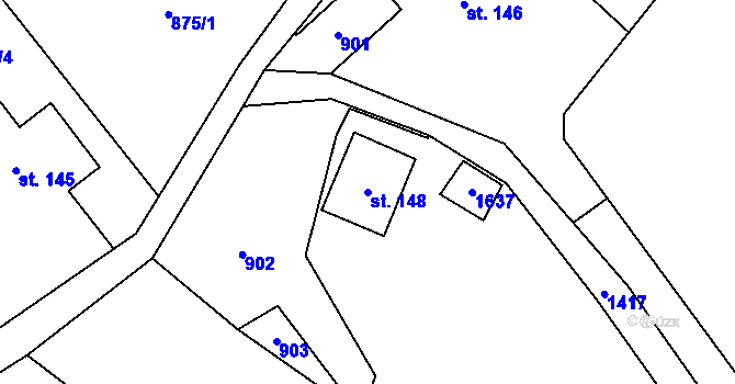 Parcela st. 148 v KÚ Havlovice, Katastrální mapa