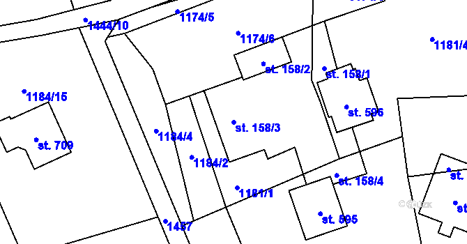 Parcela st. 158/3 v KÚ Havlovice, Katastrální mapa