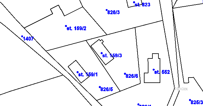 Parcela st. 159/3 v KÚ Havlovice, Katastrální mapa