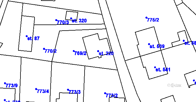 Parcela st. 220 v KÚ Havlovice, Katastrální mapa