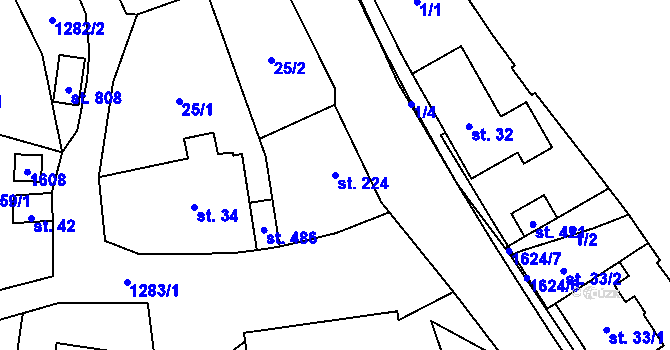 Parcela st. 224 v KÚ Havlovice, Katastrální mapa
