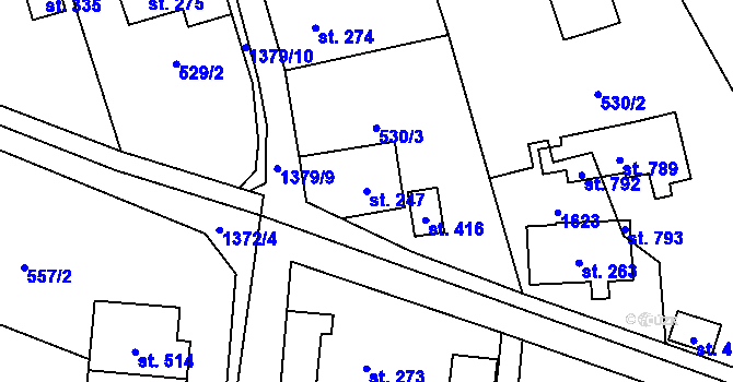 Parcela st. 247 v KÚ Havlovice, Katastrální mapa