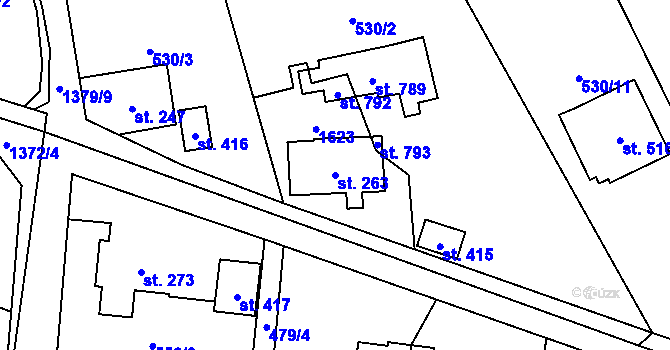 Parcela st. 263 v KÚ Havlovice, Katastrální mapa