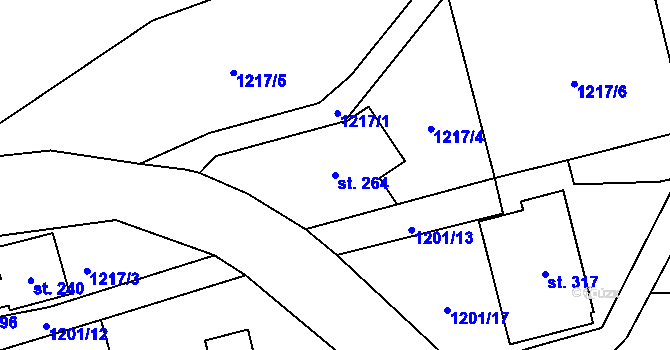 Parcela st. 264 v KÚ Havlovice, Katastrální mapa