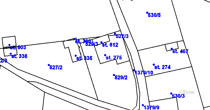 Parcela st. 275 v KÚ Havlovice, Katastrální mapa