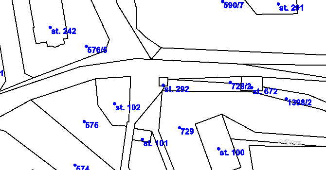 Parcela st. 292 v KÚ Havlovice, Katastrální mapa
