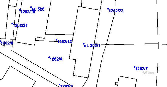 Parcela st. 302/1 v KÚ Havlovice, Katastrální mapa