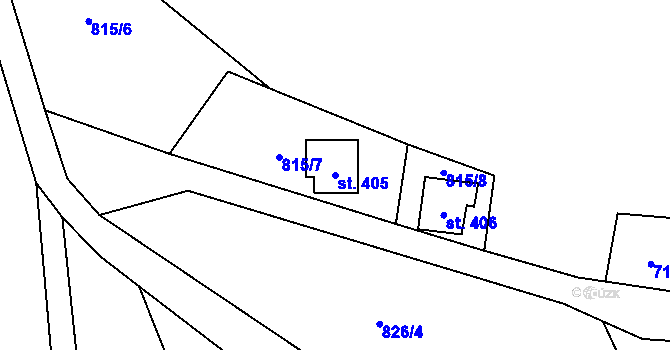 Parcela st. 405 v KÚ Havlovice, Katastrální mapa