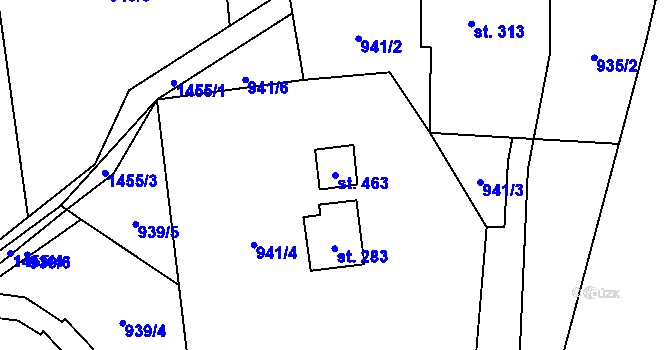 Parcela st. 463 v KÚ Havlovice, Katastrální mapa