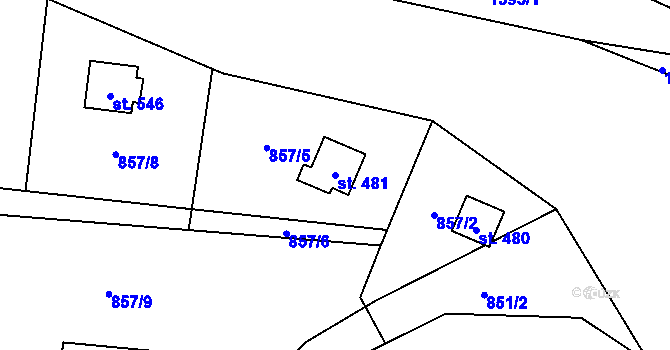 Parcela st. 481 v KÚ Havlovice, Katastrální mapa