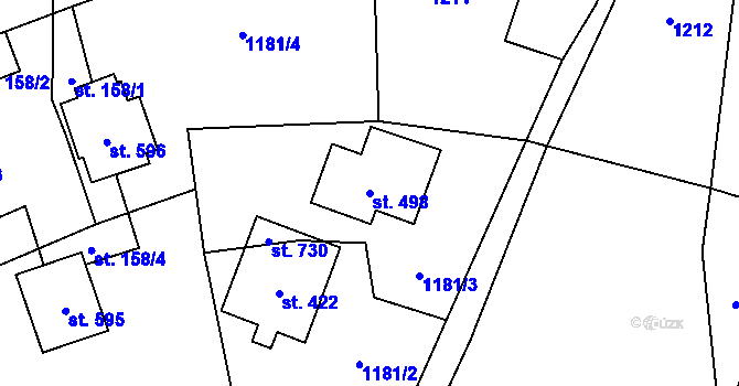 Parcela st. 498 v KÚ Havlovice, Katastrální mapa