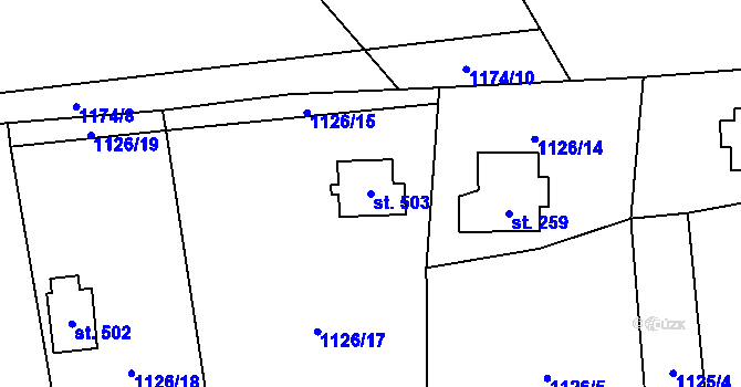 Parcela st. 503 v KÚ Havlovice, Katastrální mapa