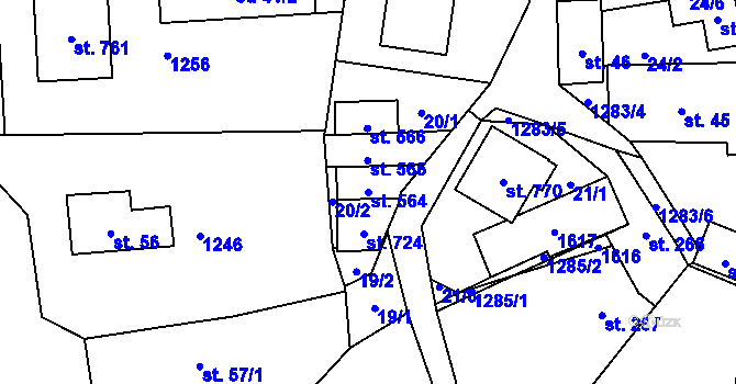 Parcela st. 564 v KÚ Havlovice, Katastrální mapa