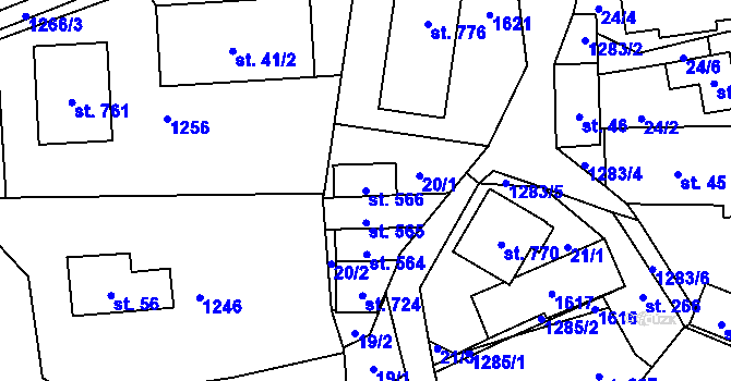 Parcela st. 566 v KÚ Havlovice, Katastrální mapa