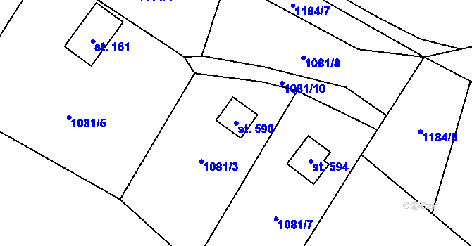 Parcela st. 590 v KÚ Havlovice, Katastrální mapa