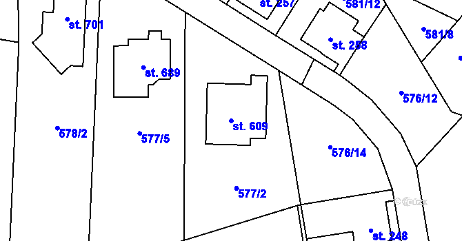 Parcela st. 609 v KÚ Havlovice, Katastrální mapa