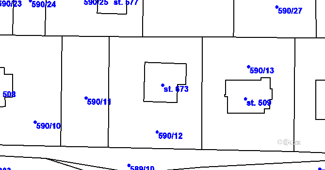 Parcela st. 673 v KÚ Havlovice, Katastrální mapa