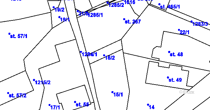 Parcela st. 15/2 v KÚ Havlovice, Katastrální mapa