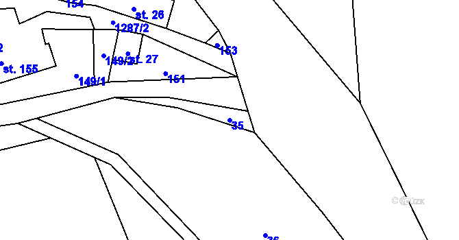 Parcela st. 35 v KÚ Havlovice, Katastrální mapa