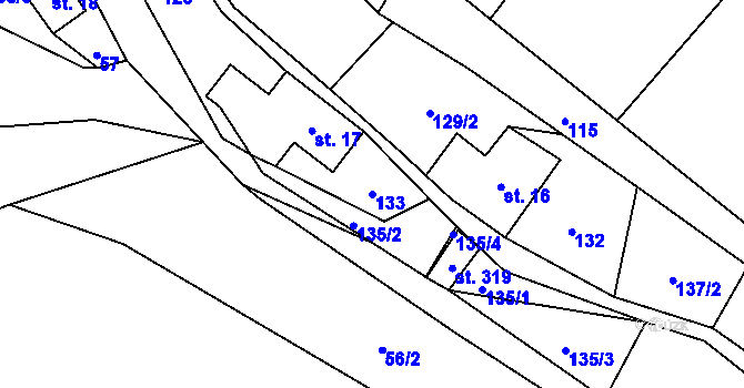Parcela st. 133 v KÚ Havlovice, Katastrální mapa