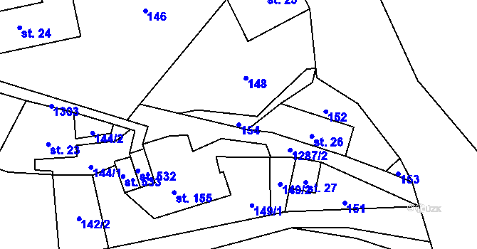 Parcela st. 154 v KÚ Havlovice, Katastrální mapa