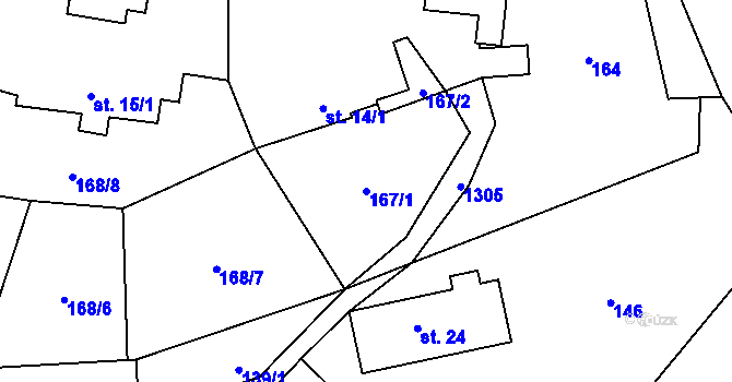 Parcela st. 167/1 v KÚ Havlovice, Katastrální mapa