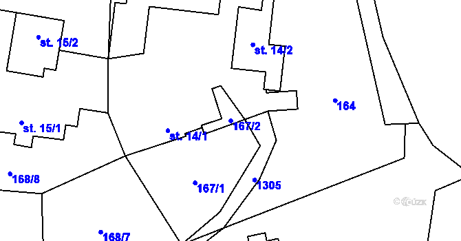 Parcela st. 167/2 v KÚ Havlovice, Katastrální mapa