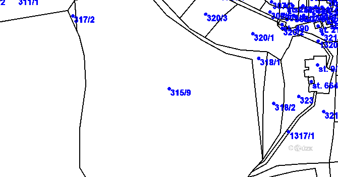 Parcela st. 315/9 v KÚ Havlovice, Katastrální mapa